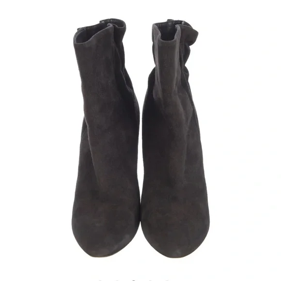 $1140 Christian Dior Gray Charcoal Suede Ruched Pleated Ankle Boots 35 / 5 - Picture 3 of 5